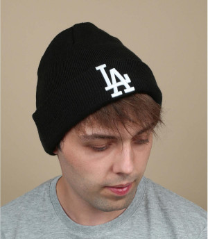 bonnet revers noir LA Bonnet MLB Essential Cuff LA black white